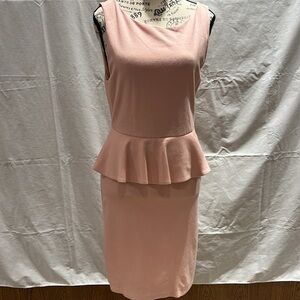 Alice + Olivia pale pink sleeveless, peplum dress.